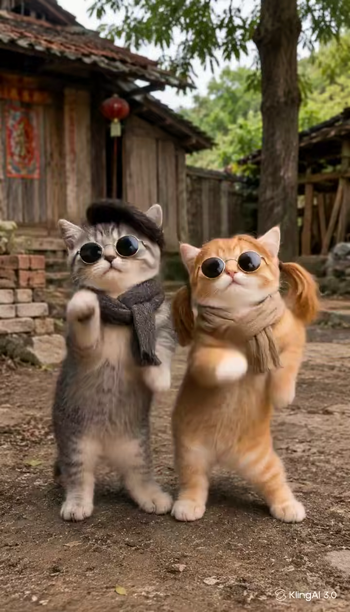 Photorealistic cats dancing in sync generated Motion Control AI video