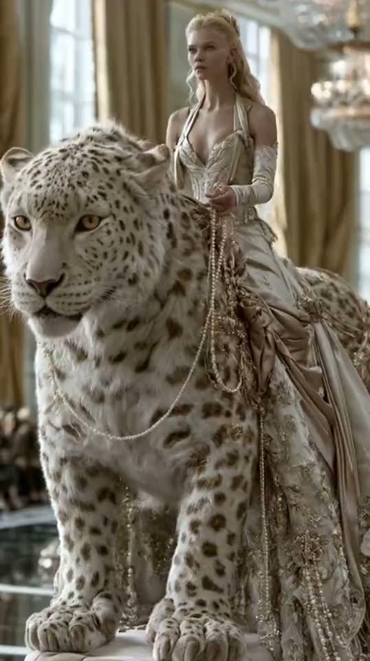 White lion and flowing gown runway animation