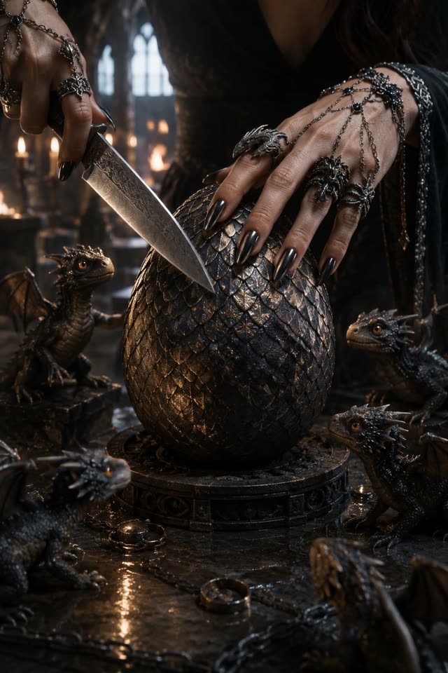 ASMR fantasy dragon egg slicing animation