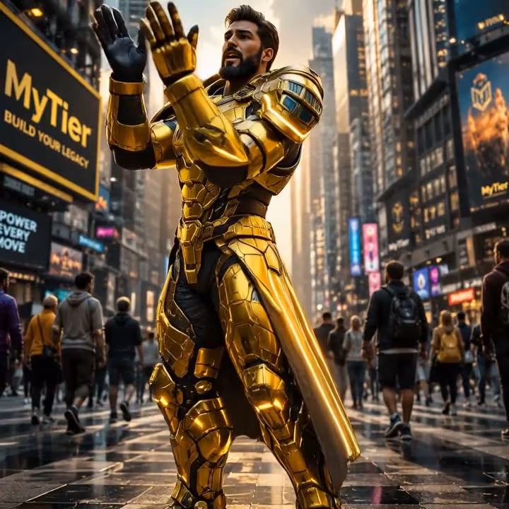Gold robot city AI video sample created with Motion Control AI